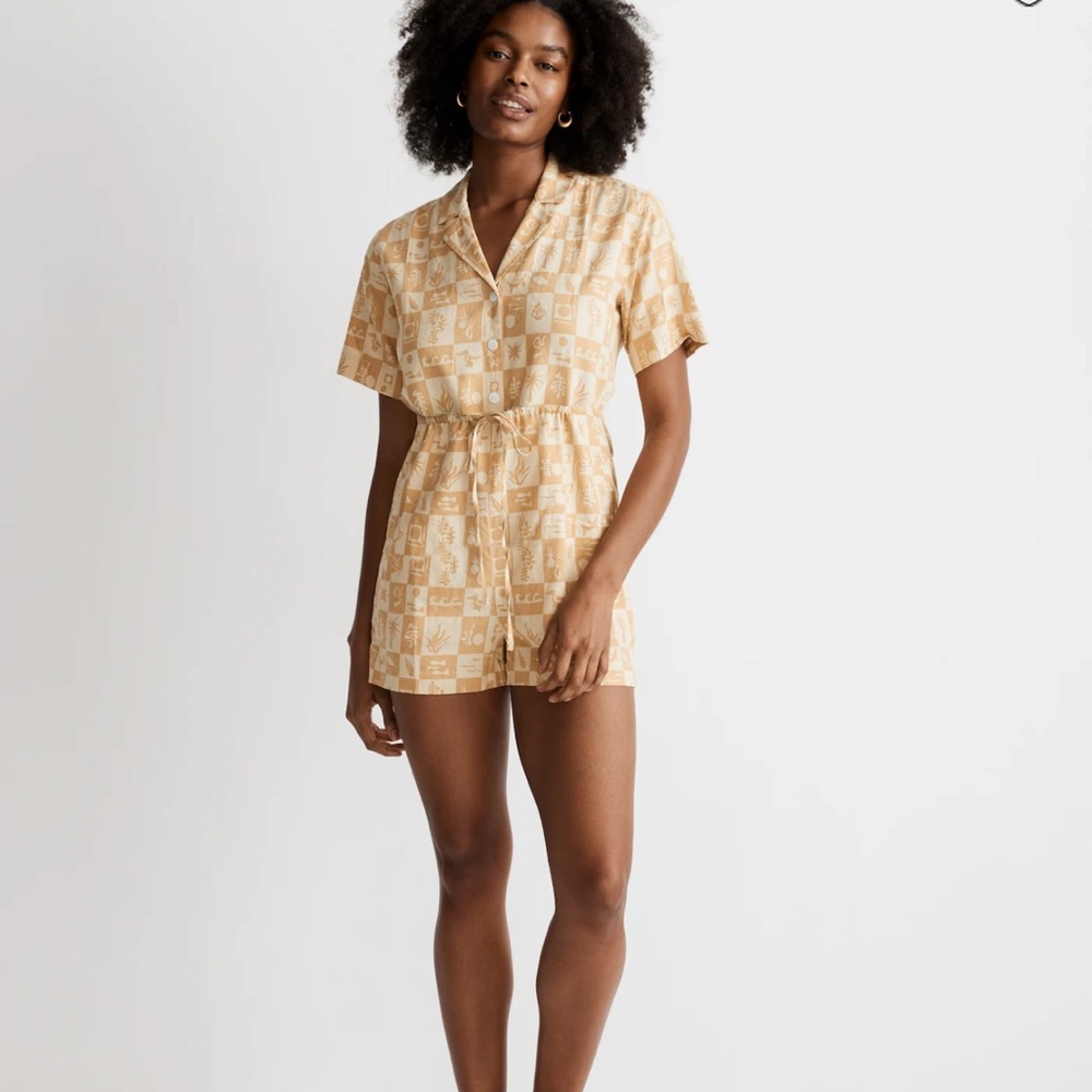 Madewell Mustard Checkered Romper